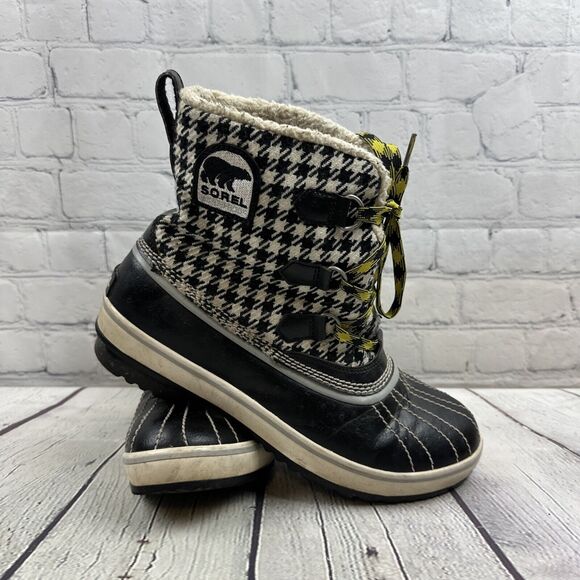 SOREL Tivoli Houndstooth Fur Lined Waterproof Boots Womens 10‎ NL1530-010 - Picture 1 of 8
